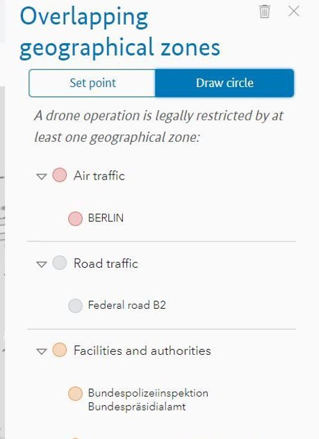 Menu 'Overlapping geographical zones'. Result view after the check for geographical zones